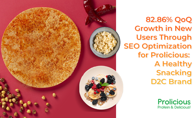 82.86% QoQ Growth in New Users Through SEO Optimization for Prolicious: A Healthy Snacking D2C Brand